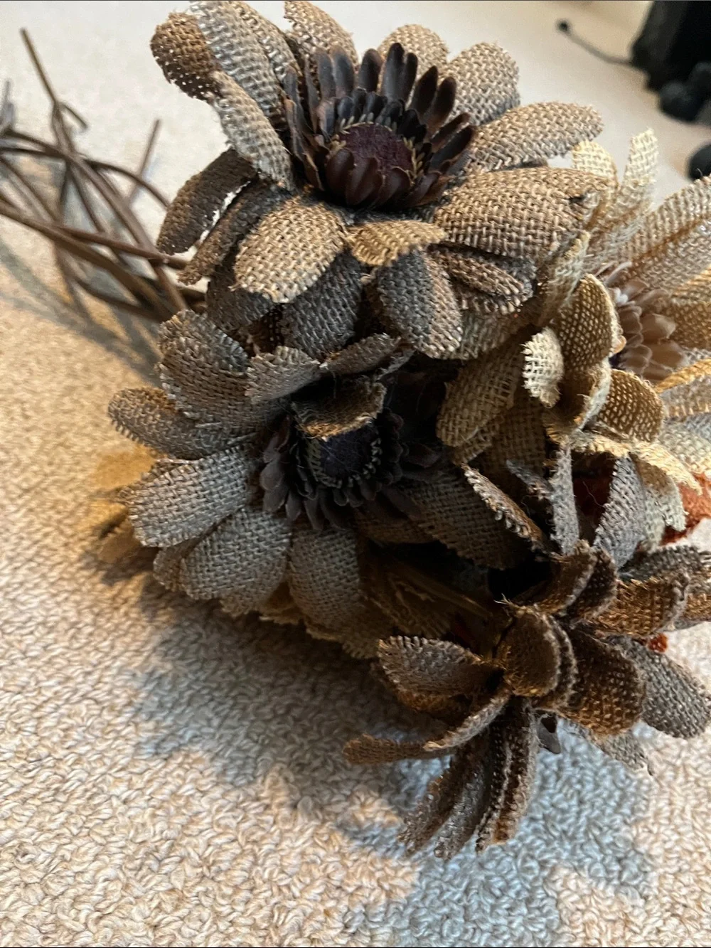 Farmhouse Faux Floral Burlap Flowers Fall